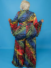 Monos de manga larga con bloques de color y pierna ancha