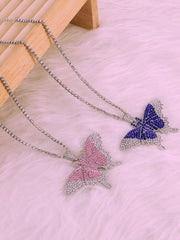 Collares de diamantes de imitación con colgante de mariposa