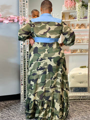 Vestidos largos de camuflaje con mangas largas