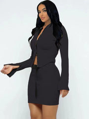 Conjuntos de minifaldas y tops cortos de manga larga