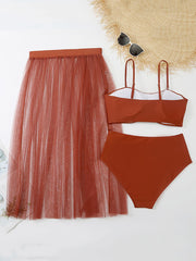 Three Piece Spaghetti Strap Swimsuit Set
