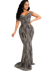 Vestidos largos ajustados con escote en V, sin mangas y hombros descubiertos