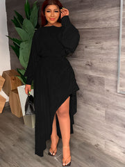 Vestidos largos de manga larga con dobladillo asimétrico