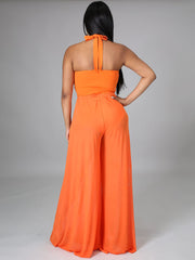 Einteiliger lässiger Neckholder-Chiffon-Jumpsuit