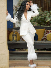 Two Piece Feahter Blazers & Long Pants