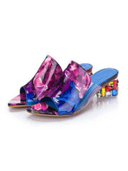 Sandalias gruesas con parches de cristales coloridos
