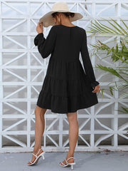 Minikleider mit V-Ausschnitt, langen Puffärmeln und Rüschen