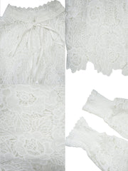 Tops florales calados con mangas de linterna