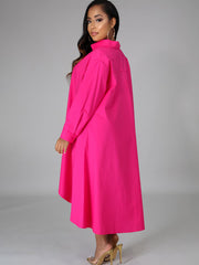 Langärmliges, lockeres Maxi-Hemdkleid