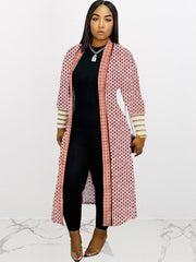 Long Sleeve Printed Color Block Cardigan
