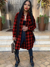 Abrigos de botones con estampado de cuadros y manga larga