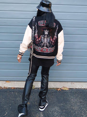 Chaquetas de béisbol de manga larga con estampado de esqueleto