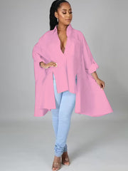 Tops de manga larga con solapa y botones