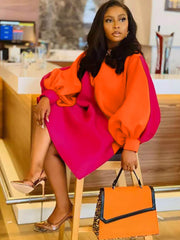 Minivestidos con bloques de color y mangas largas tipo farol