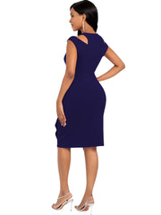 Vestidos midi de color liso con cortes y sin mangas