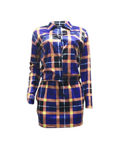 Two Piece Plaid Print Skirt Suits