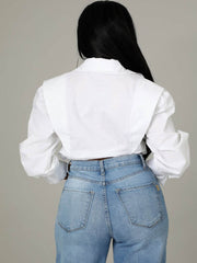 Long Sleeve V Neck Crop Top