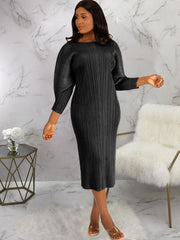 Long Sleeves Solid Midi Dresses