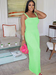 Sleeveless Solid Color Wide Leg Rompers