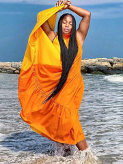 Vestidos largos sin mangas con volantes y bloques de color