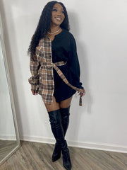 Long Sleeves Plaid Print Patchwork Shirts