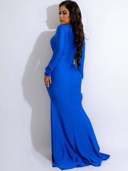 Vestidos maxi fruncidos de manga larga