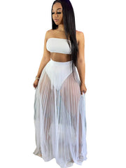 Three Piece Tube Top & Mesh Skirt Set