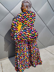 Monos de manga larga con bloques de color y pierna ancha