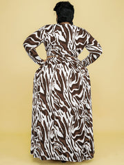 Two Piece Leopard Top Maxi Skirt Plus Size Set