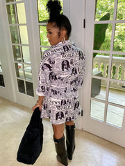 Geometrische Langarm Bodycon Minikleider