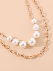 Collares minimalistas de patchwork con cadena de perlas