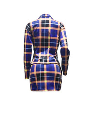 Two Piece Plaid Print Skirt Suits