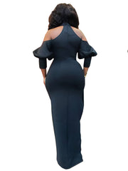 Schulterfreie, einfarbige Maxikleider mit Schlitz