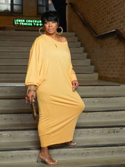 Vestidos maxi de camiseta lisa con hombros descubiertos