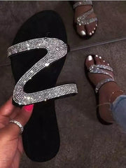 Chanclas con parches de diamantes de imitación