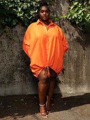 Vestidos cortos camiseros de talla grande con cordón