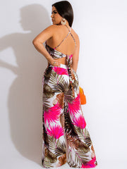 Tie Up Crop Top & Wide Leg Pants