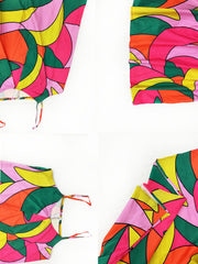 V Neck Backless Spaghetti Strap Printed Maxi Dresses