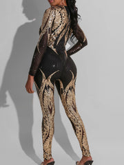 Long Sleeves Mesh Jumpsuits