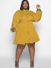 Minivestidos con volantes de color liso y manga larga