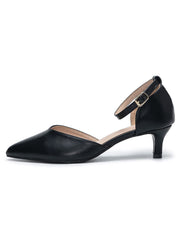 Tacones bajos con punta puntiaguda y cadena de punto