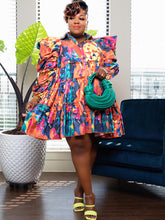 Langärmlige Minikleider mit Batikmuster und Rüschen