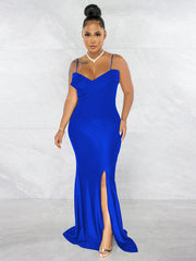 Vestidos largos con abertura y espalda descubierta con tirantes finos