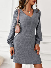 Minivestidos de punto jacquard de manga larga