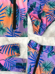 Mono de manga larga con estampado floral y cremallera