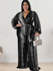 Jumpsuits mit langen Ärmeln und Batikmuster in Übergröße