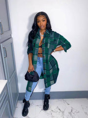 Camisa a cuadros de manga larga Abrigos largos