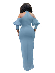 Schulterfreie, einfarbige Maxikleider mit Schlitz