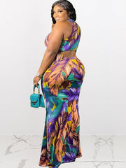 Vestidos largos calados con estampado floral sin mangas