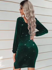 Minivestidos ajustados con purpurina y manga larga